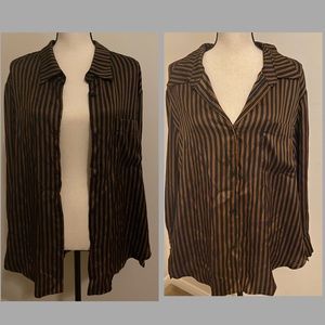 ZARA BLACK BROWN STRIPPED SHIRT